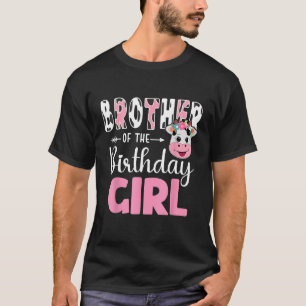 T-shirt Frère De L'Anniversaire Fille Ferme Vache 1er Anni