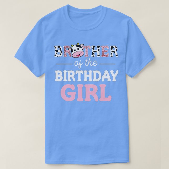 T-shirt Frère de l'Anniversaire Fille Ferme Vache Papa Pap (Design devant)