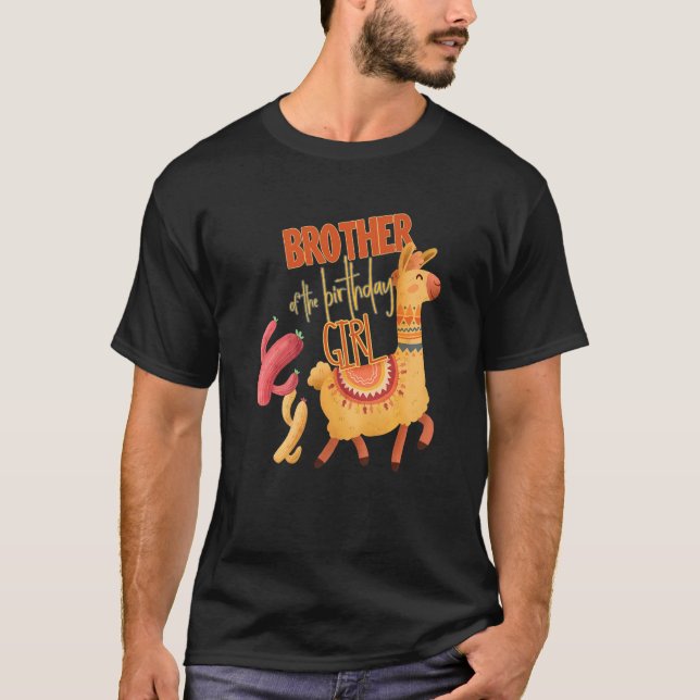 T-shirt Frère De L'Anniversaire Fille Llama Thème Correspo (Devant)