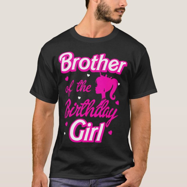 T-shirt Frère De L'Anniversaire Fille Poupée Fête Famille  (Devant)