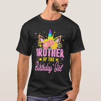 T-shirt Frère De L'Anniversaire Fille Unicorn Fille Birt