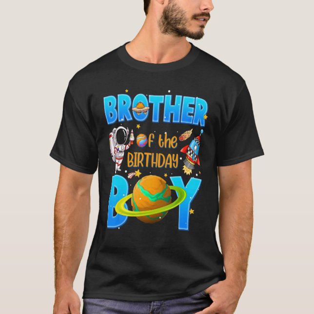 T-shirt Frère De L'Anniversaire Garçon Astronaut Thème Spa (Devant)