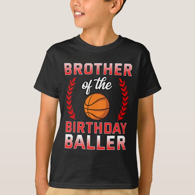 T-shirt Frère De L'Anniversaire Garçon Bysketbyll Annivers (Devant)