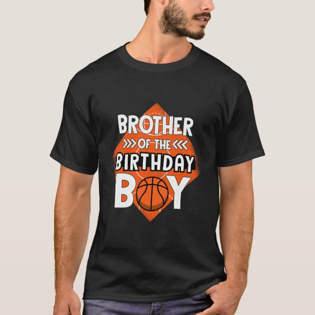 T-shirt Frère De L'Anniversaire Garçon Frère Bysketbyll Bi (Devant)
