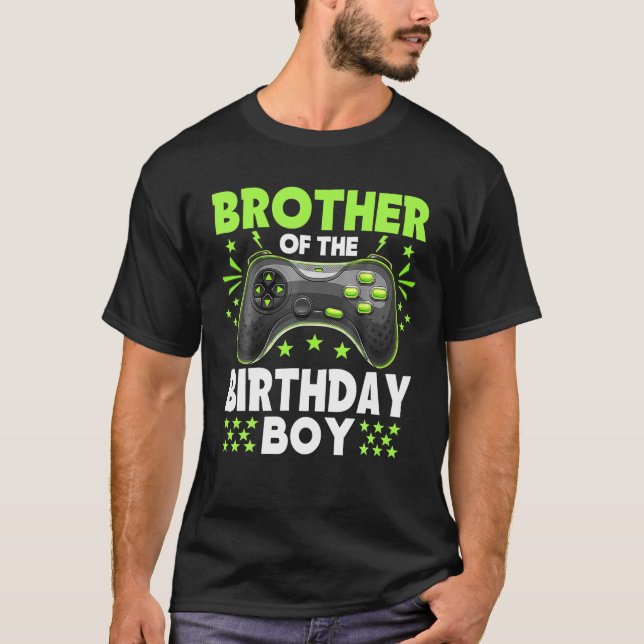 T-shirt Frère De L'Anniversaire Garçon Matching Vidéo Jeu  (Devant)