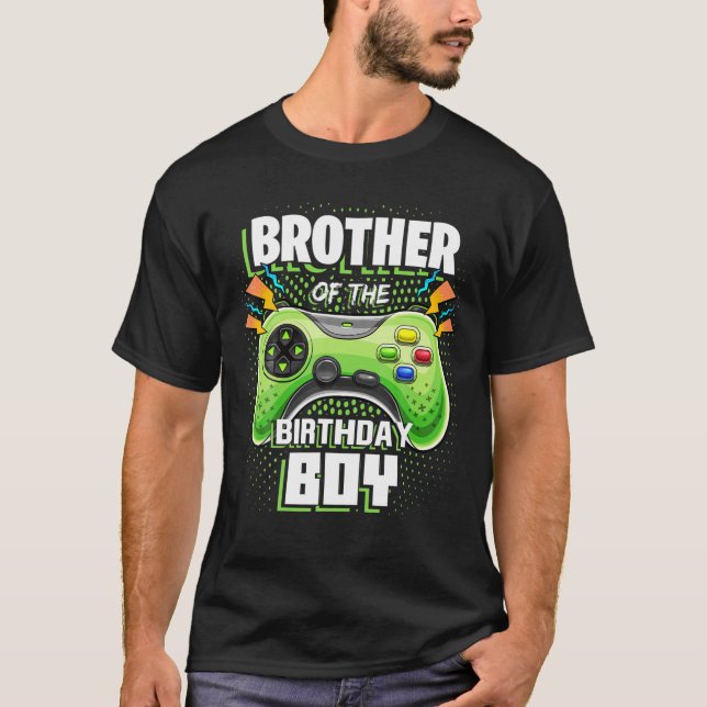 T-shirt Frère De L'Anniversaire Garçon Matching Vidéo Jeu  (Devant)