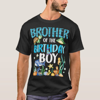 T-shirt Frère De L'Anniversaire Garçon Poisson Mer Animaux
