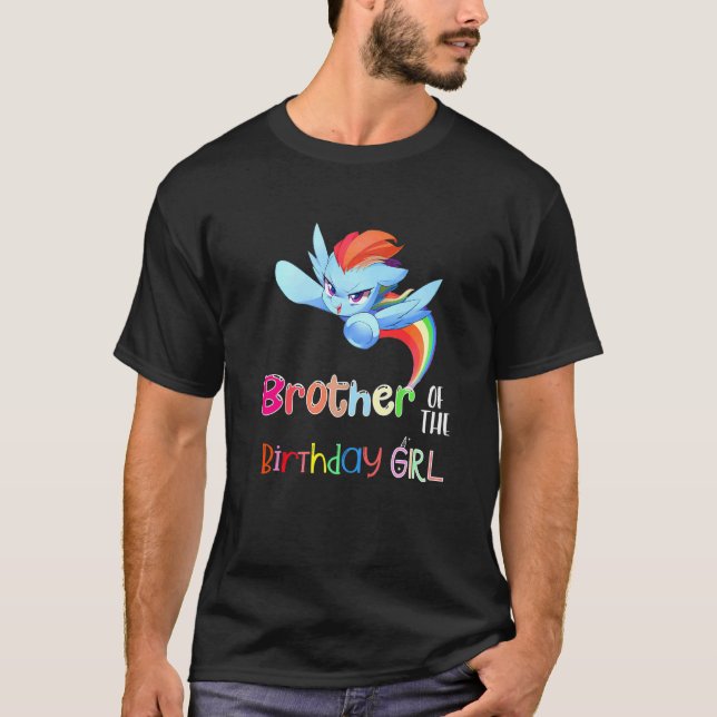 T-shirt Frère De L'Anniversaire Princesse Girl Unicorn Plu (Devant)