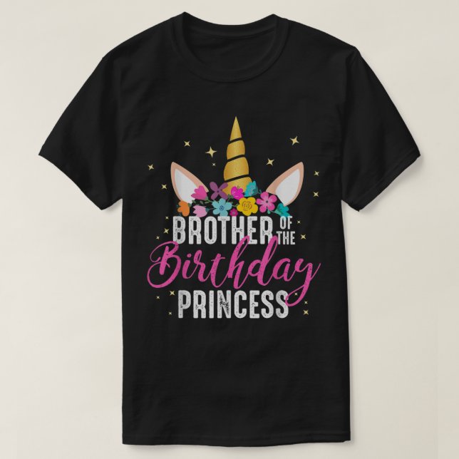 T-shirt Frère De L'Anniversaire Princesse Unicorn Annivers (Design devant)