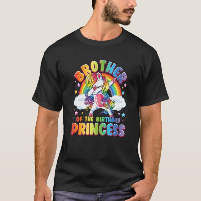 T-shirt Frère De L'Anniversaire Princesse Unicorn Correspo (Devant)