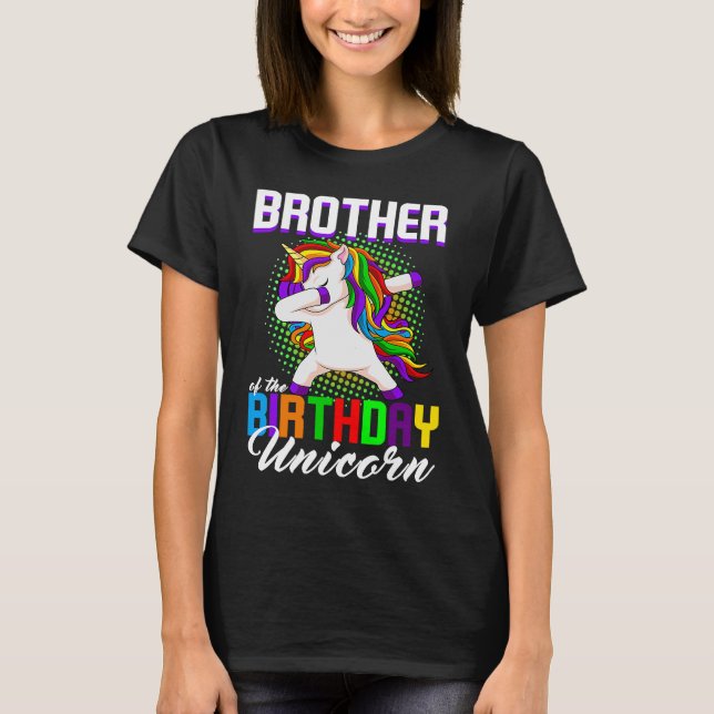 T-shirt Frère de l'Anniversaire Princesse Unicorne Dabbing (Devant)