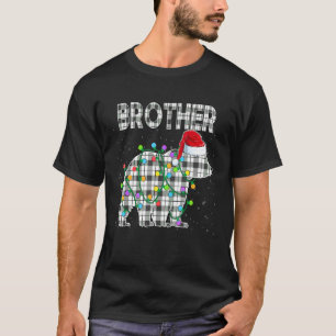 T-shirt Frère de Noël Ours à carreaux noir et blanc assort