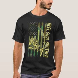 T-shirt Frère de pêcheur de drapeau américain Reel Cool po