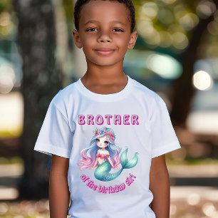 T-shirt Frère de sirène sur mesure de fille d'anniversaire