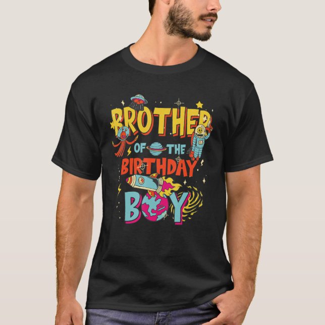T-shirt Frère du garçon d'anniversaire Astronaut Boy Space (Devant)