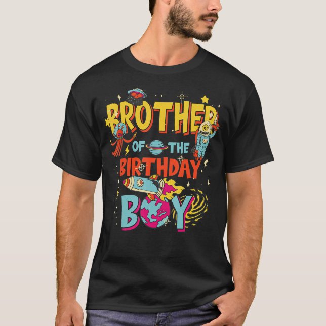 T-shirt Frère du garçon d'anniversaire Astronaut Boy Space (Devant)