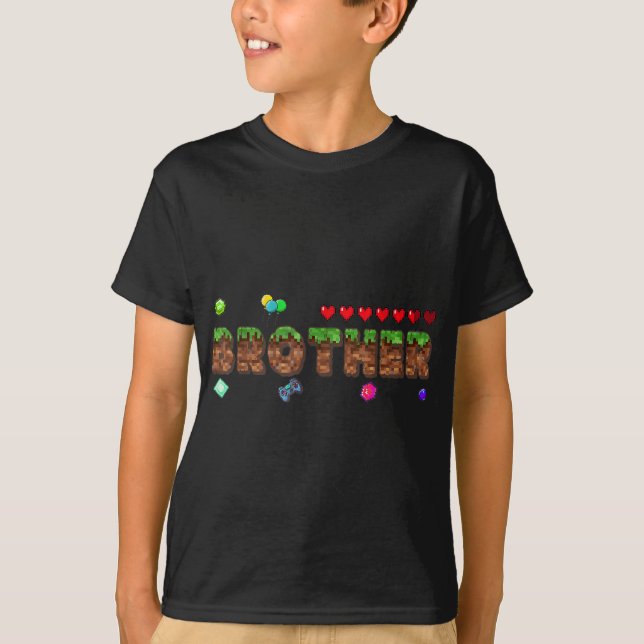 T-shirt Frère du garçon d'anniversaire Jeu de pixels corre (Devant)