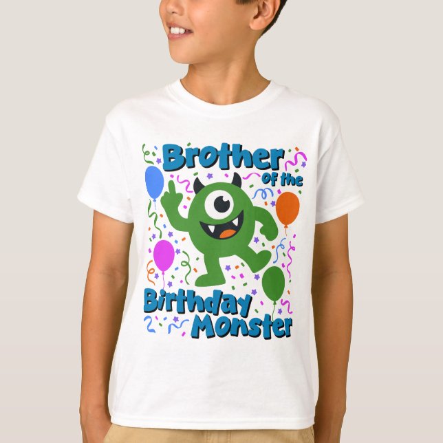 T-shirt Frère du monstre d'anniversaire (Devant)