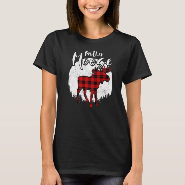 T-shirt Frère Moose Red Plaid Buffalo Famille Correspondan (Devant)