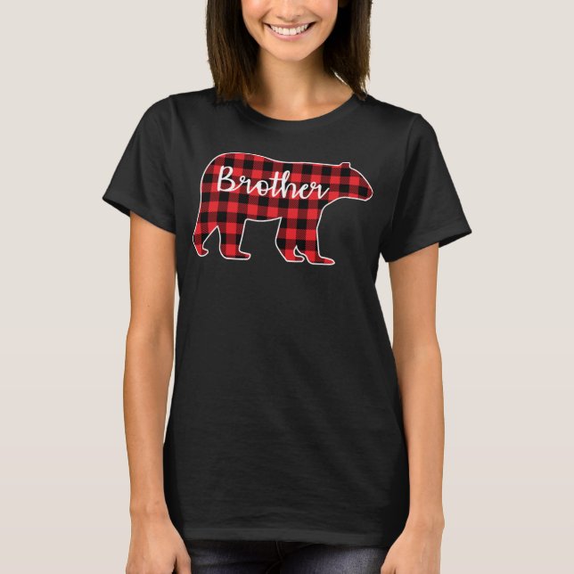 T-shirt Frère Ours Rouge Plaid Design Famille Correspondan (Devant)