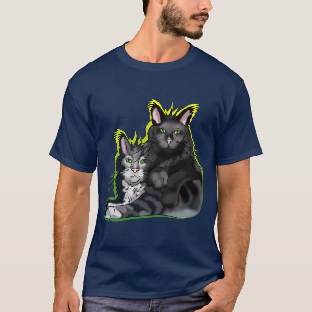 T-shirt Frères de coon noir avec les yeux verts (Devant)