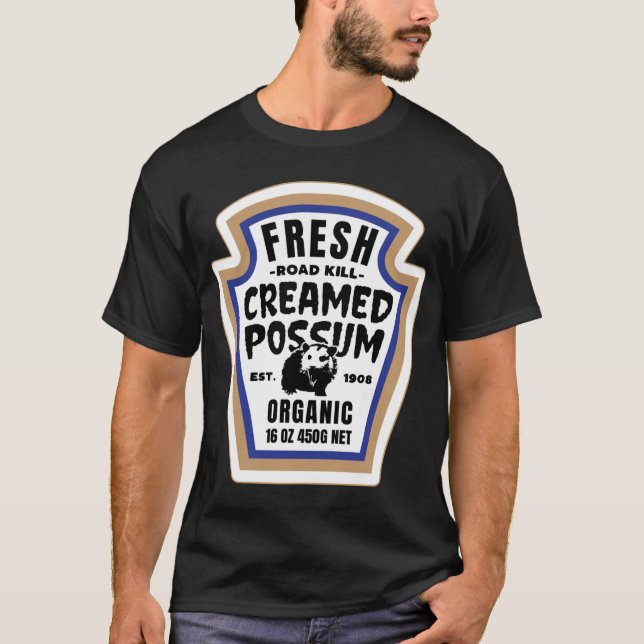 T-shirt Fresh Creamed Possum Funny Halloween Food Label Co (Devant)