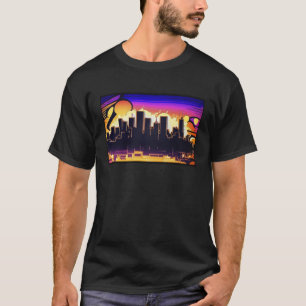 T-shirt Fresque murale graffiti de la skyline de la ville