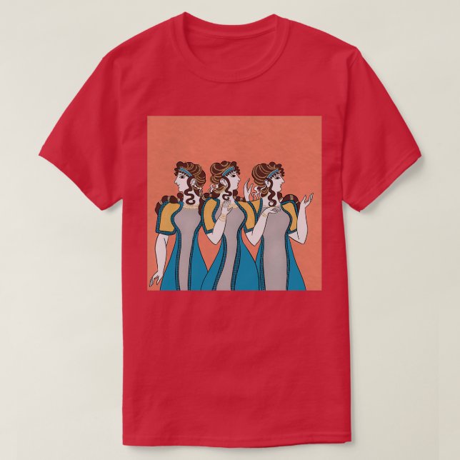 T-shirt fresque pour dames bleu minoen (Design devant)
