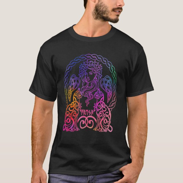 T-shirt Freya Viking déesse Freyja Norse Mythologie Rainbo (Devant)