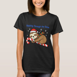 T-shirt Friandise de paresseux de Noël à la canne de bonbo