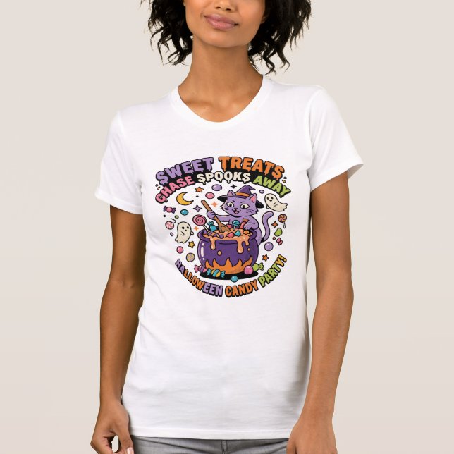 T-shirt Friandises d'Halloween Chaudron de Sorcière (Devant)