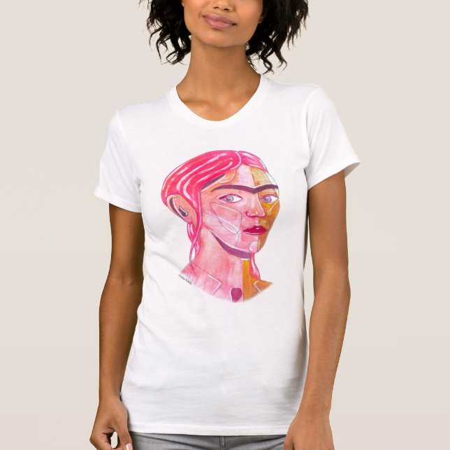 T-shirt Frida Kahlo (aquarelle rouge) (Devant)