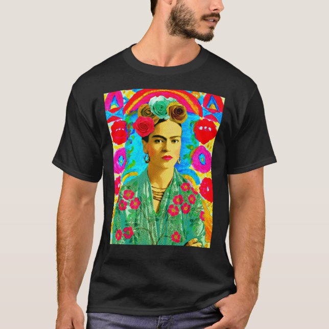T-shirt Frida Kahlo Floral coloré   (Devant)