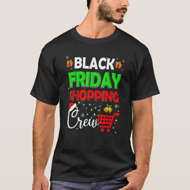 T-shirt Friday Shopping Crew Christmas Lights Black Shoppi (Devant)