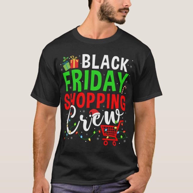 T-shirt Friday Shopping Crew Christmas Lights Black Shoppi (Devant)