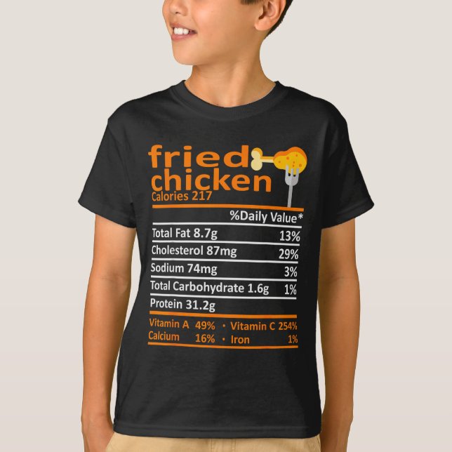 T-shirt Fried Chicken Nutrition Food Facts Thanksgiving Fu (Devant)