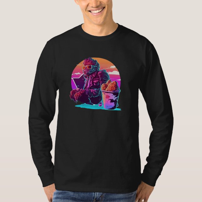 T-shirt Fried Chicken Synthwave 80s Retrowave Aesthetic (Devant)