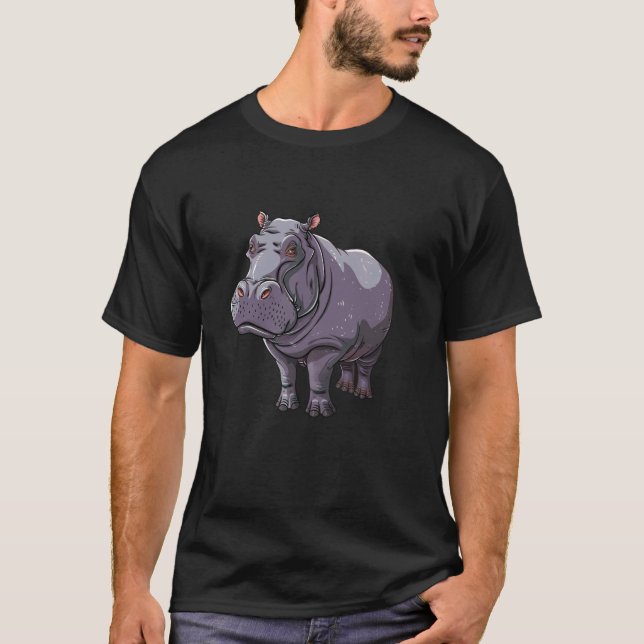 T-shirt Friendly Hippopotamus Cartoon Hippo (Devant)