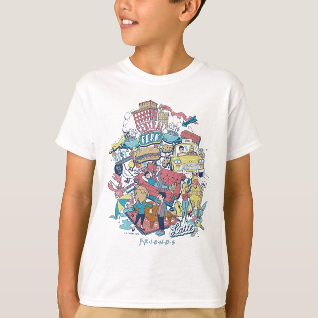 T-shirt FRIENDS™ | Collage de dessins animés (Devant)