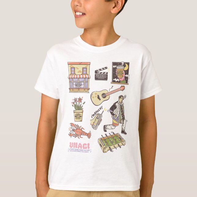 T-shirt FRIENDS™ | Graphisme d'icônes de dessin animé 3 (Devant)