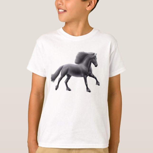 T-shirt Friesian Horse Galloping Enfants Sweatshirt (Devant)