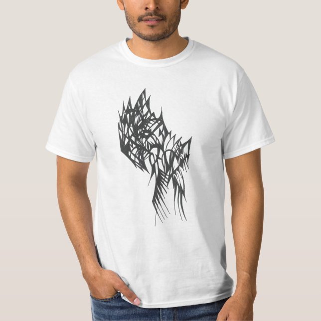 T-shirt Fringe Black White Abstract Tribal Tattoo Art (Devant)