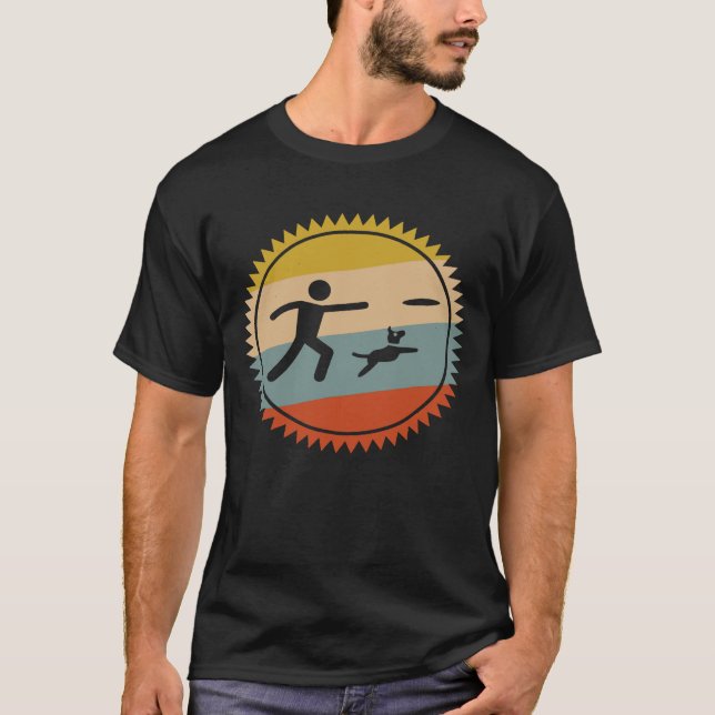 T-shirt Frisbee avec chien Vintage pour chien (Devant)