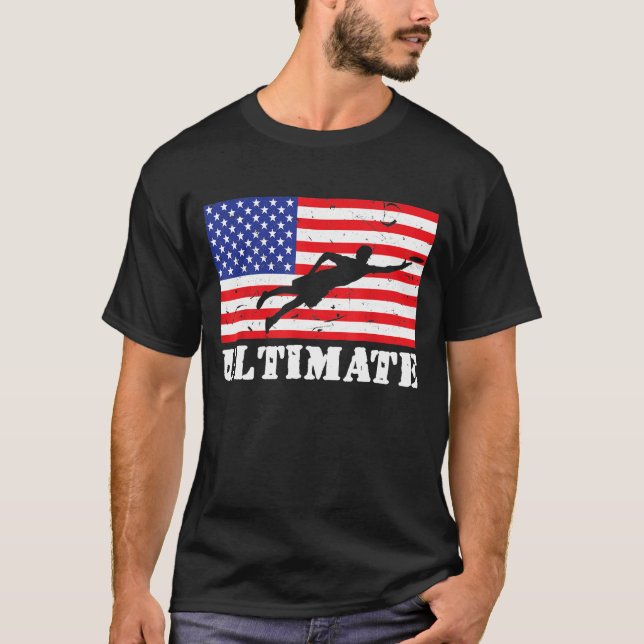 T-shirt Frisbee Ultimate Frisbee Usa American Flag Vint (Devant)