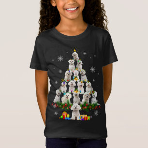 T-Shirt Frise de Bichon Frise Noël Lumières Drôle Chien Xm