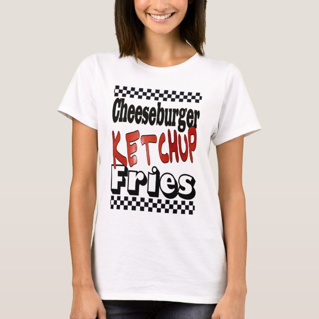 T-shirt Frites au ketchup Cheeseburger (Devant)
