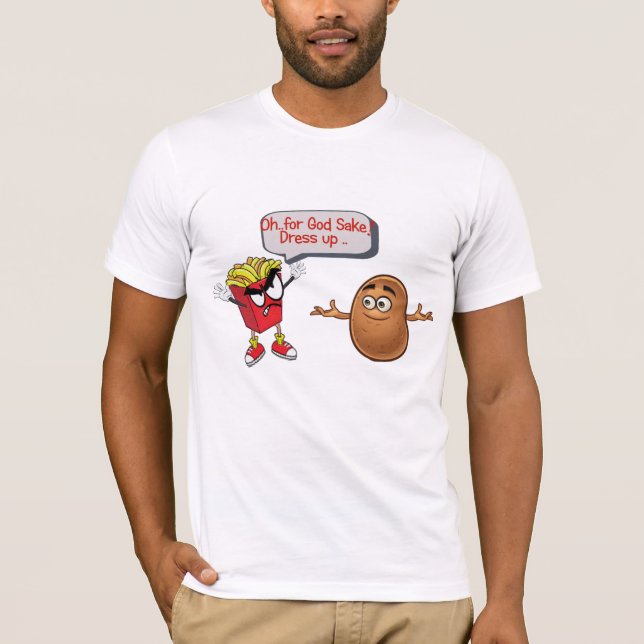 T-shirt frites avec attitude hurlant à Potato drôle (Devant)