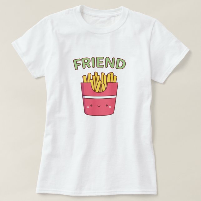 T-shirt Frites Correspondantes Meilleure Amie Mignonne (Design devant)