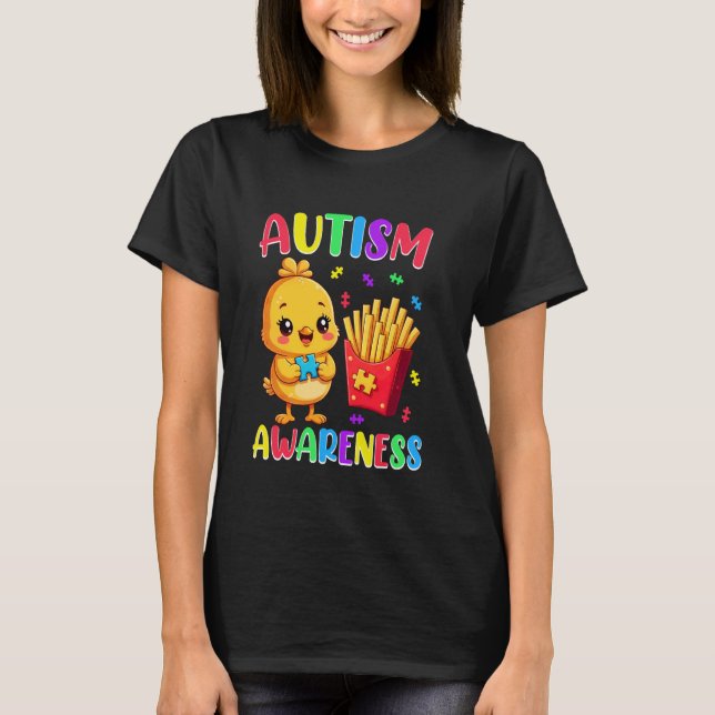 T-shirt Frites de puzzle de poussin mignon pour la sensibi (Devant)