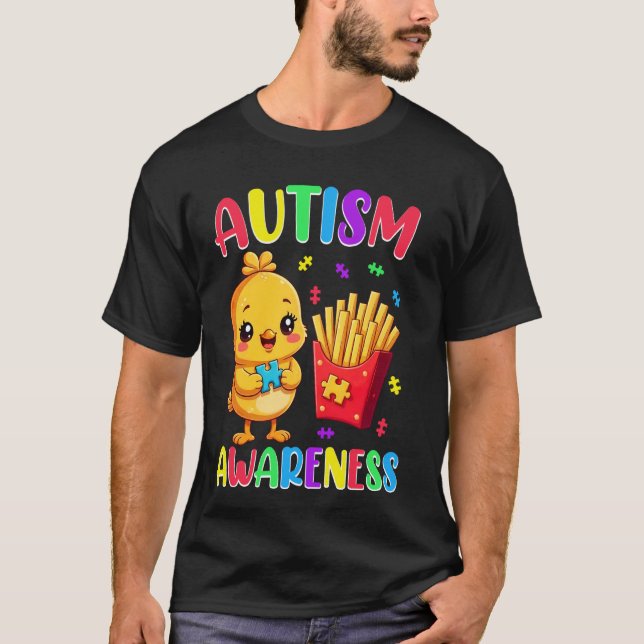 T-shirt Frites de puzzle de poussin mignon pour la sensibi (Devant)
